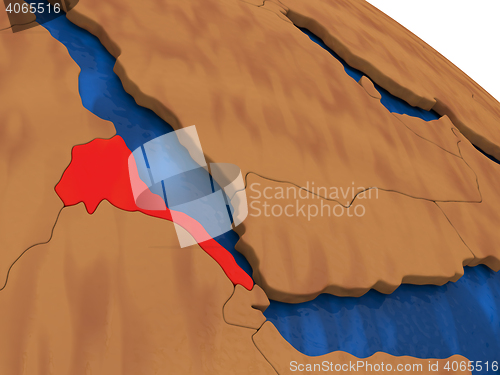 Image of Eritrea on wooden globe