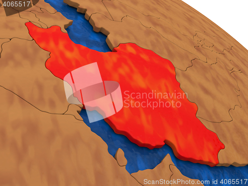 Image of Iran on wooden globe