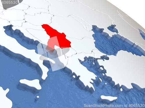 Image of Serbia on globe