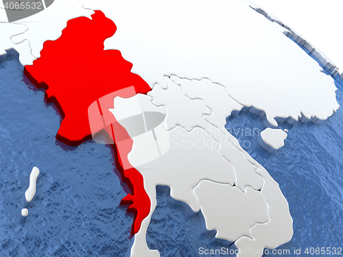 Image of Myanmar on globe