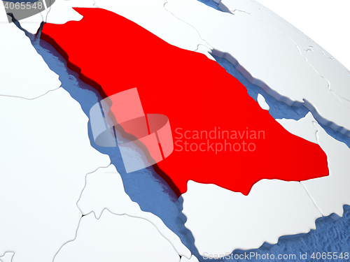 Image of Saudi Arabia on globe