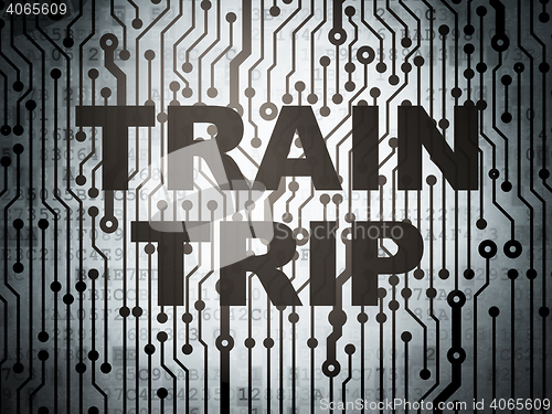 Image of Tourism concept: circuit board with Train Trip