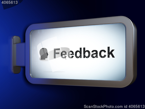 Image of Finance concept: Feedback and Head on billboard background
