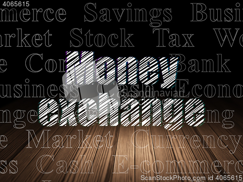 Image of Money concept: Money Exchange in grunge dark room