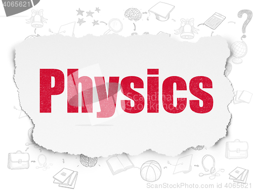 Image of Education concept: Physics on Torn Paper background