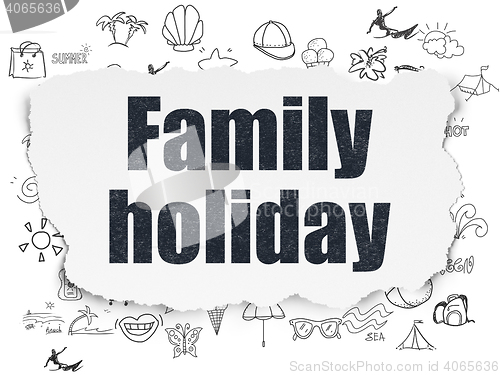 Image of Tourism concept: Family Holiday on Torn Paper background