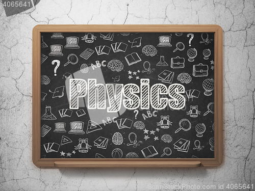 Image of Studying concept: Physics on School board background