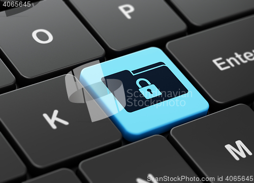 Image of Finance concept: Folder With Lock on computer keyboard background