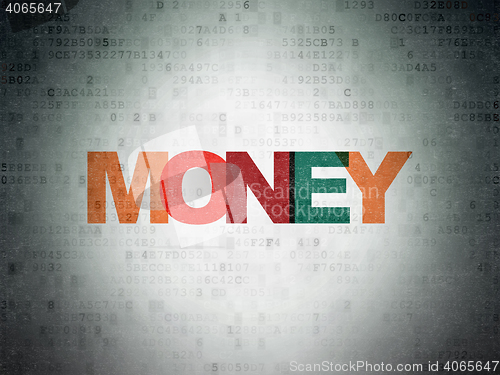 Image of Money concept: Money on Digital Data Paper background