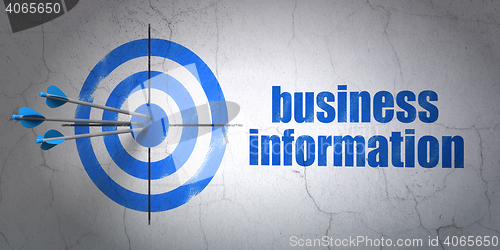 Image of Finance concept: target and Business Information on wall background