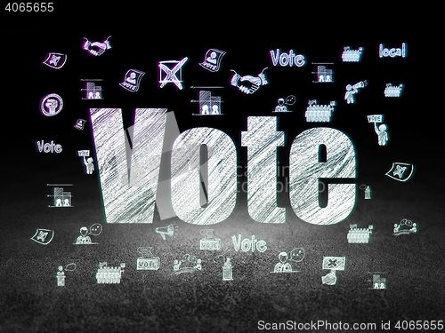 Image of Political concept: Vote in grunge dark room