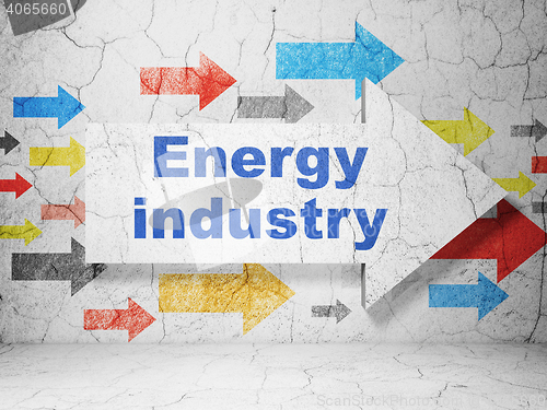 Image of Manufacuring concept: arrow with Energy Industry on grunge wall background