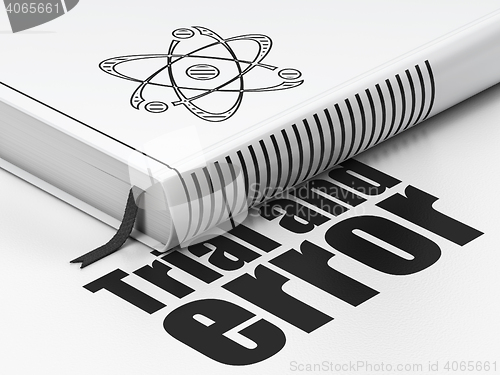 Image of Science concept: book Molecule, Trial And Error on white background
