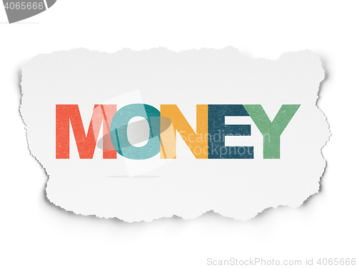 Image of Banking concept: Money on Torn Paper background