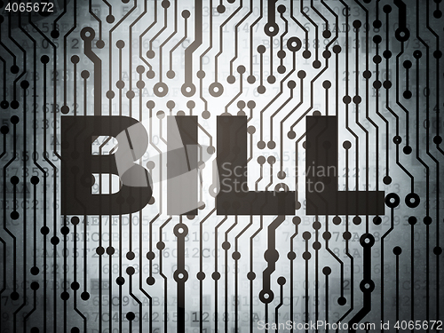 Image of Money concept: circuit board with Bill