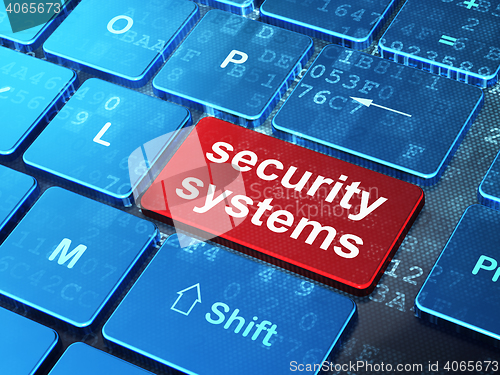 Image of Security concept: Security Systems on computer keyboard background