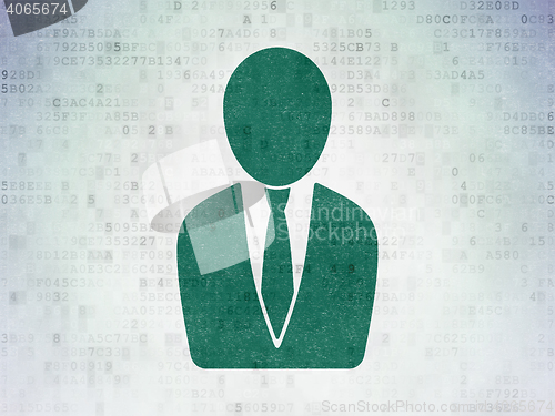 Image of Advertising concept: Business Man on Digital Data Paper background