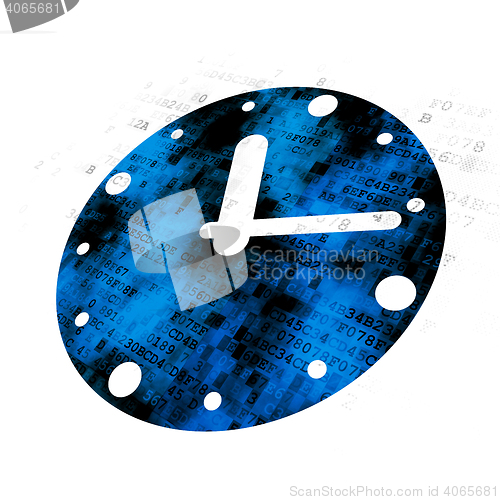 Image of Time concept: Clock on Digital background