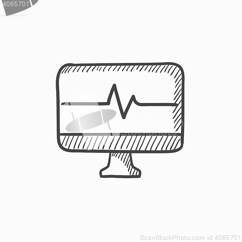 Image of Heart beat monitor sketch icon.