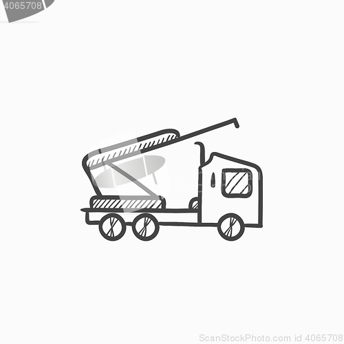 Image of Machine with a crane and cradles sketch icon.