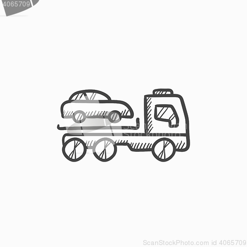 Image of Car towing truck sketch icon.