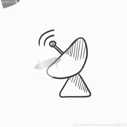 Image of Radar satellite dish sketch icon.