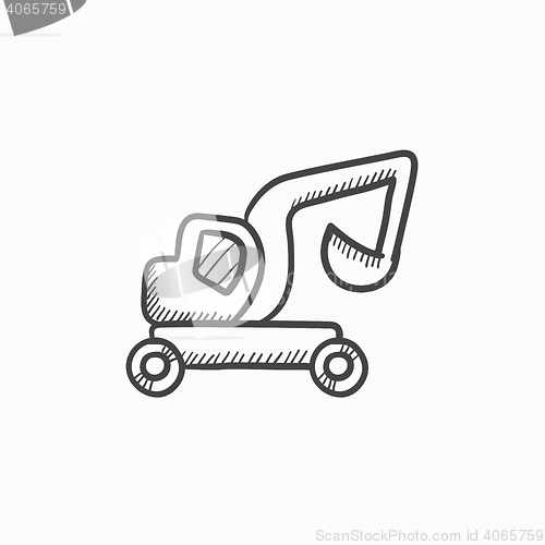 Image of Excavator truck sketch icon.