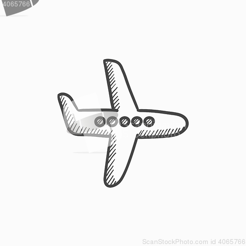 Image of Flying airplane sketch icon.