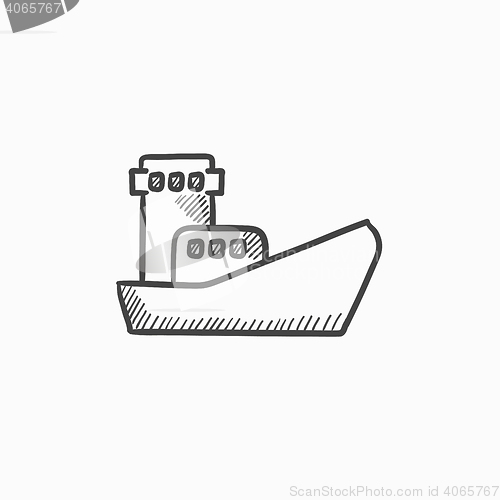 Image of Cargo container ship sketch icon.