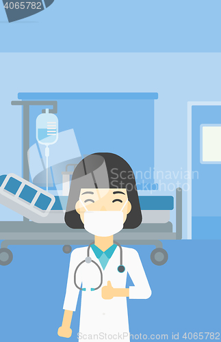 Image of Doctor giving thumb up vector illustration.