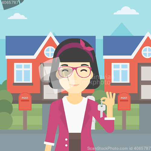 Image of Real estate agent with key vector illustration.