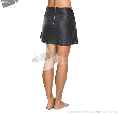 Image of short leather skirt