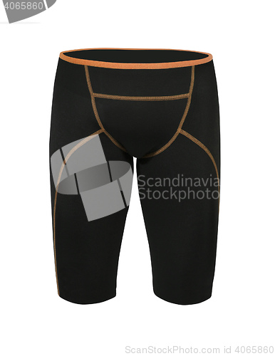 Image of black tight cycling shorts isolated 