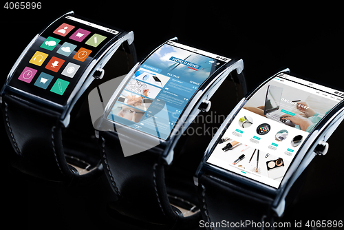 Image of close up of smart watch with apps on screen