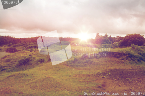 Image of view to plain and lake at connemara in ireland