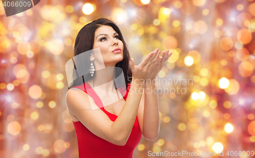 Image of beautiful sexy woman in red dress