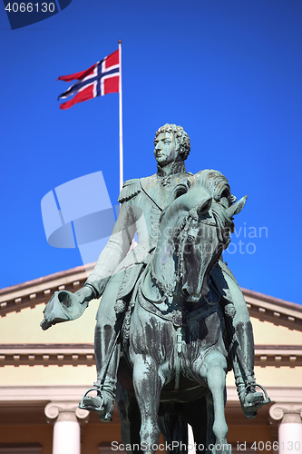 Image of Statue of Norwegian King Karl Johan XIV in Oslo, Norway 