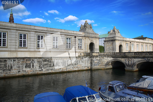 Image of The Marble Bridge over canal, Christiansborg Palace in Copenhage