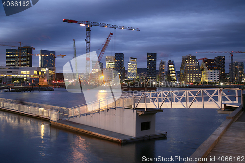 Image of Panoramic View Of Modern buildings in Oslo, Norway 