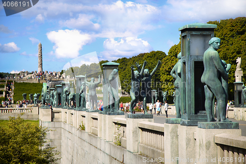 Image of EDITORIAL OSLO, NORWAY - AUGUST 18, 2016: Many tourist walk Vige