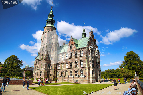 Image of Copenhagen, Denmark – August 15, 2016: Rosenborg Castle is a r