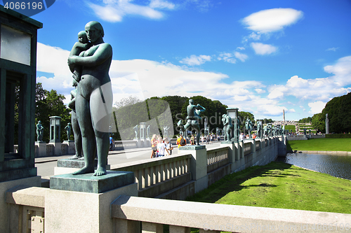 Image of EDITORIAL OSLO, NORWAY - AUGUST 18, 2016: Many tourist walk Vige