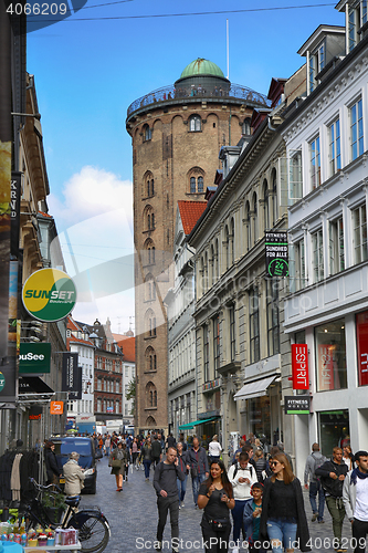 Image of COPENHAGEN, DENMARK - AUGUST  15, 2016: Many pedestrians in Kobm