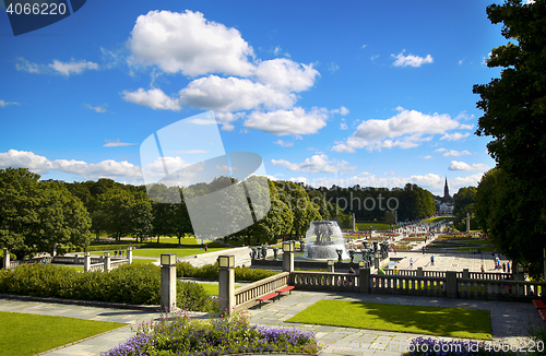 Image of EDITORIAL OSLO, NORWAY - AUGUST 18, 2016: Many tourist walk Vige