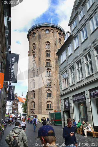 Image of COPENHAGEN, DENMARK - AUGUST  15, 2016: Many pedestrians in Kobm