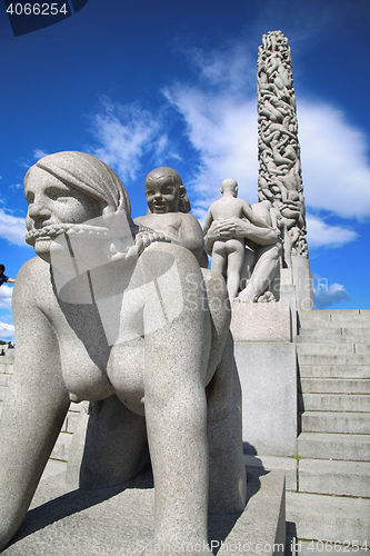 Image of EDITORIAL OSLO, NORWAY - AUGUST 18, 2016: Sculptures at Vigeland