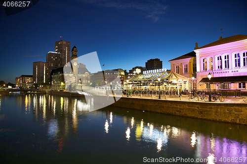 Image of MALMO, SWEDEN - AUGUST 16, 2016: View of beautiful night scene a