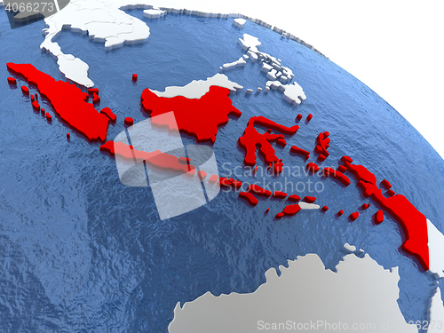 Image of Indonesia on globe