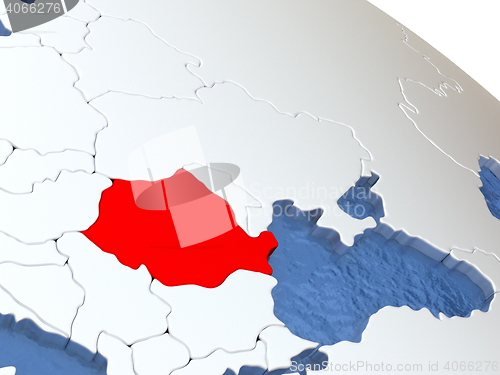 Image of Romania on globe