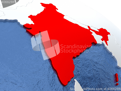 Image of India on globe